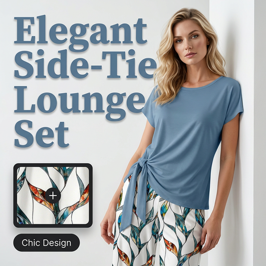 👚 ¡50% DE DESCUENTO AHORA! 🌸 Set de camiseta de corbata lateral y pantalones estampados para mujer – Ajuste fluido, ajustable y perfecto para vacaciones de verano o ropa 👖 de resort
