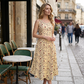 Vestido largo sin mangas con estampado floral de mujer y bolsillos