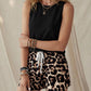 Pantalones cortos casuales de mujer con estampado leopardo