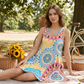 🌸Oferta caliente de verano✨ Vestido de verano estampado, casual, sin mangas y corte en línea A