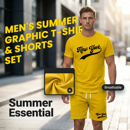 👕 ¡TIEMPO LIMITADO 50% DE DESCUENTO! ✨ Set de camisetas y pantalones cortos con estampados masculinos – Streetwear, 3 colores, S-2XL ☀️