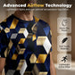 Camisa de cuello redondo con estampado geométrico 3D de hombre
