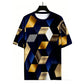 Camisa de cuello redondo con estampado geométrico 3D de hombre