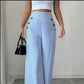 👖 ¡TIEMPO LIMITADO 50% DE DESCUENTO! ✨ Pantalones de cintura alta y pierna ancha – A rayas, botones decorativos, S-XL 🍁