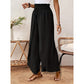 Pantalones casuales de pierna ancha de solapamiento para mujer