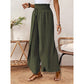 Pantalones casuales de pierna ancha de solapamiento para mujer
