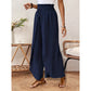 Pantalones casuales de pierna ancha de solapamiento para mujer