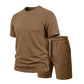 👕 ¡TIEMPO LIMITADO 50% DE DESCUENTO! ✨ Set de cuello redondo y pantalones cortos Jacquard de manga corta de color sólido para hombre – coordinado, transpirable, cómodo 🍃