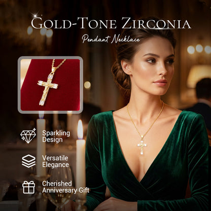 💫 ¡TIEMPO LIMITADO 50% DE DESCUENTO! ✨ Collar colgante de circonia en tono dorado – Brillante, elegante, llamativo ✨