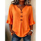 👚 ¡TIEMPO LIMITADO 50% DE DESCUENTO! ✨ Blusa de manga con volantes y escote en V y botones de madera – Bohemia, Fluida, Romántica 🍃