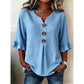 👚 ¡TIEMPO LIMITADO 50% DE DESCUENTO! ✨ Blusa de manga con volantes y escote en V y botones de madera – Bohemia, Fluida, Romántica 🍃
