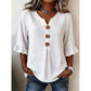 👚 ¡TIEMPO LIMITADO 50% DE DESCUENTO! ✨ Blusa de manga con volantes y escote en V y botones de madera – Bohemia, Fluida, Romántica 🍃