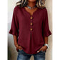 👚 ¡TIEMPO LIMITADO 50% DE DESCUENTO! ✨ Blusa de manga con volantes y escote en V y botones de madera – Bohemia, Fluida, Romántica 🍃