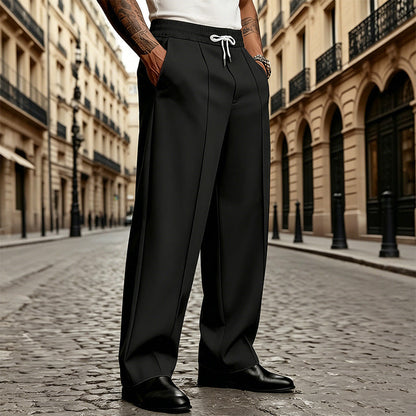 👔 ¡TIEMPO LIMITADO 50% DE DESCUENTO! ✨ Pantalones modernos de pierna ancha para hombre – Cordón, relajado, pliegue 🎩 marcado