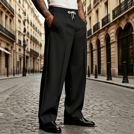 👔 ¡TIEMPO LIMITADO 50% DE DESCUENTO! ✨ Pantalones modernos de pierna ancha para hombre – Cordón, relajado, pliegue 🎩 marcado