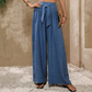 👖 ¡TIEMPO LIMITADO 50% DE DESCUENTO! ✨ Pantalones de cintura ancha de cintura alta para mujer – corbata delante, fluidos, arrugados 🌬️