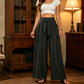 👖 ¡TIEMPO LIMITADO 50% DE DESCUENTO! ✨ Pantalones de cintura ancha de cintura alta para mujer – corbata delante, fluidos, arrugados 🌬️