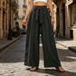 👖 ¡TIEMPO LIMITADO 50% DE DESCUENTO! ✨ Pantalones de cintura ancha de cintura alta para mujer – corbata delante, fluidos, arrugados 🌬️