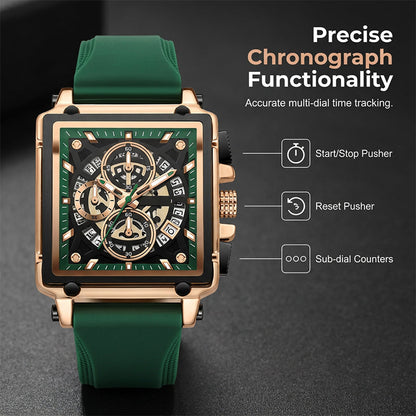 ⌚ ¡TIEMPO LIMITADO 50% DE DESCUENTO! ✨ Reloj esqueleto masculino – Carátula cuadrada, cronógrafo, correa 🌀 de silicona