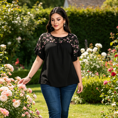 ⏳🔥¡TIEMPO LIMITADO 50% DE DESCUENTO! 🌸 Blusa floral de talla grande para mujer – favorecedora, cómoda y con estilo ✨
