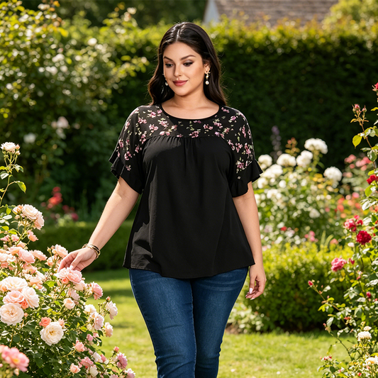 ⏳🔥¡TIEMPO LIMITADO 50% DE DESCUENTO! 🌸 Blusa floral de talla grande para mujer – favorecedora, cómoda y con estilo ✨