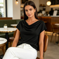 👚 ¡TIEMPO LIMITADO 50% DE DESCUENTO! ✨ Camiseta de escote tipo cowl para mujer – manga buque, drapeada, tela 🌸 suave