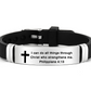 Pulsera de Cruce de Versículo Bíblico con Citas Inspiradoras