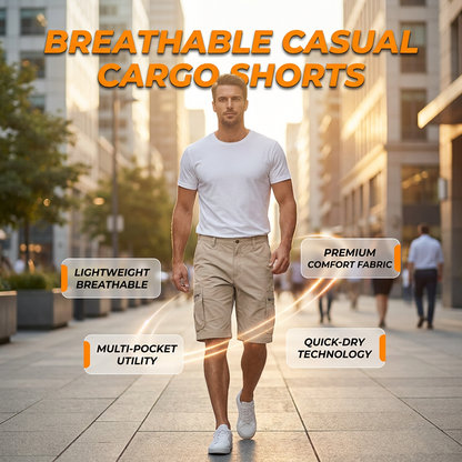 🩳 ¡TIEMPO LIMITADO 50% DE DESCUENTO! ✨ Pantalones cortos cargo de hombre con cremallera – Transpirables, bolsillos seguros, corte 🏞️ holgado