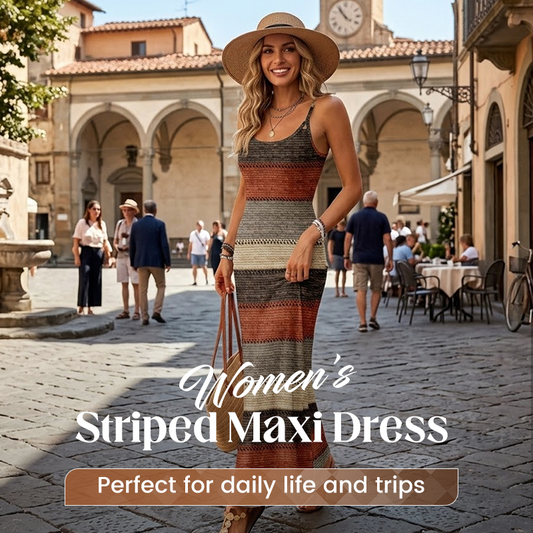 ⏳Vestido Maxi🏖️👗 de rayas ajustado con 50⏰% de descuento por tiempo limitado