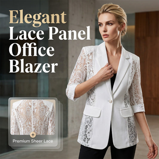 🤵‍♀️  ♀️ ¡TIEMPO LIMITADO 50% DE DESCUENTO! ✨ Blazer de encaje blanco – Corte ajustado, manga 3/4, transición 👑 elegante