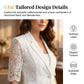 🤵‍♀️  ♀️ ¡TIEMPO LIMITADO 50% DE DESCUENTO! ✨ Blazer de encaje blanco – Corte ajustado, manga 3/4, transición 👑 elegante