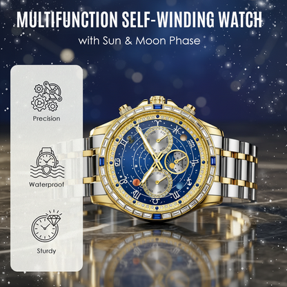 Reloj multifunción con fase de sol y luna
