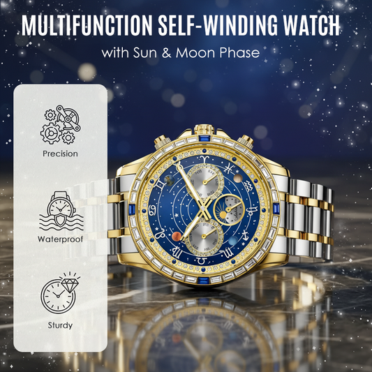 Reloj multifunción con fase de sol y luna