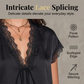 👚 ¡50% DE DESCUENTO AHORA! 🌙 Camiseta de encaje de escote en V para mujer – manga corta, elegante y de día a noche – empalme de encaje intrincado, caída relajada, encanto 🌸 femenino