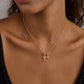 Elegante collar colgante de doble cruz para mujer