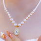 💟 ¡OFERTA LIMITADA 50% OFF! 💥 Collar de Perlas Estilo Vintage para Mujer – Gargantilla con Colgante de Lágrima, Perlas Luminosas, Tono Dorado ✨