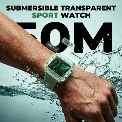 ⌚ ¡50% DE DESCUENTO POR TIEMPO LIMITADO! 💥 Reloj Digital Transparente Impermeable – 50M, Pantalla Luminosa, Hora Híbrida ✨