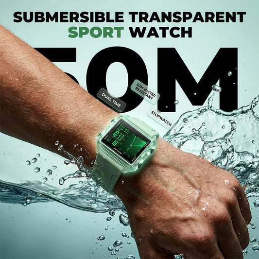 ⌚ ¡50% DE DESCUENTO POR TIEMPO LIMITADO! 💥 Reloj Digital Transparente Impermeable – 50M, Pantalla Luminosa, Hora Híbrida ✨