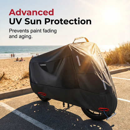 🏍️ ¡50% DE DESCUENTO! ⏰ Funda para motocicleta de uso rudo para todo clima – Impermeable y resistente a rayos UV, compatible con la mayoría de motos, con ojales de seguridad 🌧️☀️