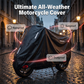 🏍️ ¡50% DE DESCUENTO! ⏰ Funda para motocicleta de uso rudo para todo clima – Impermeable y resistente a rayos UV, compatible con la mayoría de motos, con ojales de seguridad 🌧️☀️