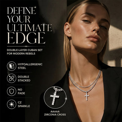 Collar de Cadena con Cruz de Doble Capa