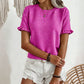 👚 LIMITED-TIME 50% OFF! 💥 Women's Elegant Ruffle Sleeve Summer Top – Round Neck, Textured, Wrinkle Resistant ✨