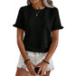 👚 LIMITED-TIME 50% OFF! 💥 Women's Elegant Ruffle Sleeve Summer Top – Round Neck, Textured, Wrinkle Resistant ✨