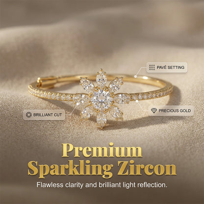 Aretes de Aro Elegantes con Copo de Nieve y Zircón Brillante