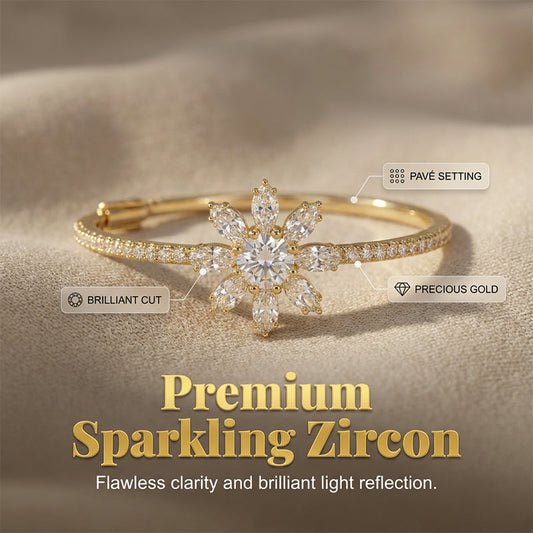 Aretes de Aro Elegantes con Copo de Nieve y Zircón Brillante