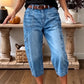👖 ¡OFERTA POR TIEMPO LIMITADO 50% OFF! ✨ Pantalones Vaqueros Cortos Elásticos Casuales para Mujer – Corte Barril, Cintura Media, Múltiples Bolsillos 🌿