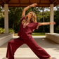 🏆ÚLTIMO DÍA DE VENTA 50% OFF🔥Conjunto de Top con Escote en V y Pantalón Ancho para Mujer