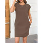👗 ¡50% OFF POR TIEMPO LIMITADO! ✨ Vestido de Color Sólido con Cuello Redondo para Mujer – Mezcla de Algodón, Manga Corta, Ajuste Relajado 🌸