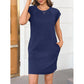 👗 ¡50% OFF POR TIEMPO LIMITADO! ✨ Vestido de Color Sólido con Cuello Redondo para Mujer – Mezcla de Algodón, Manga Corta, Ajuste Relajado 🌸
