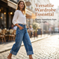 👖 ¡50% DTO. AHORA! 💙 Jeans Cortos de Pierna Ancha para Mujer – Cintura Alta con Botones y Corte Relajado – Denim Elástico, Perfecto para Looks Casuales o Chic ✨🌸